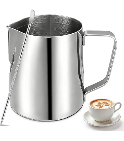 Zulay Milk Frothing Pitcher with Latte Art Pen – 12oz 20oz 32oz